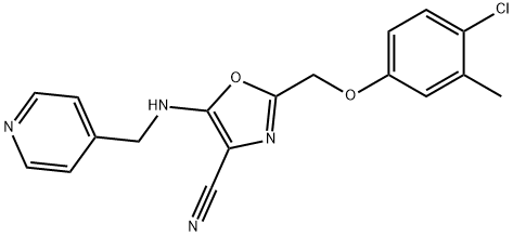 2-[(4-chloro-3-methylphenoxy)methyl]-5-[(pyridin-4-ylmethyl)amino]-1,3-oxazole-4-carbonitrile Structure