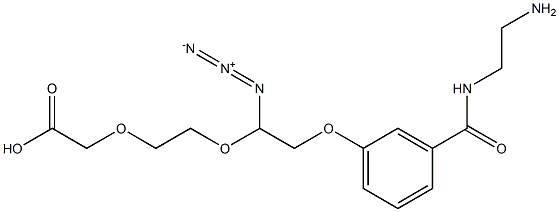 2-(2-(2-(3-((2-aminoethyl)carbamoyl)phenoxy)-1-azidoethoxy)ethoxy)acetic acid Structure
