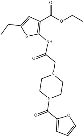 ethyl 5-ethyl-2-(2-(4-(furan-2-carbonyl)piperazin-1-yl)acetamido)thiophene-3-carboxylate Structure