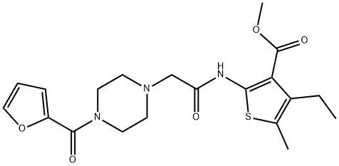 methyl 4-ethyl-2-(2-(4-(furan-2-carbonyl)piperazin-1-yl)acetamido)-5-methylthiophene-3-carboxylate Structure