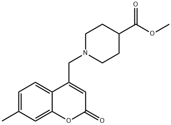 methyl 1-[(7-methyl-2-oxo-2H-chromen-4-yl)methyl]-4-piperidinecarboxylate Structure