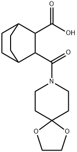 3-(1,4-dioxa-8-azaspiro[4.5]decane-8-carbonyl)bicyclo[2.2.2]octane-2-carboxylic acid 化学構造式
