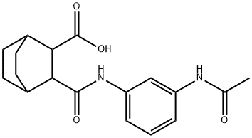 3-((3-acetamidophenyl)carbamoyl)bicyclo[2.2.2]octane-2-carboxylic acid 化学構造式