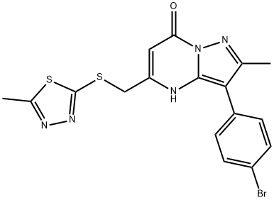 3-(4-bromophenyl)-2-methyl-5-{[(5-methyl-1,3,4-thiadiazol-2-yl)sulfanyl]methyl}pyrazolo[1,5-a]pyrimidin-7(4H)-one,908524-27-6,结构式