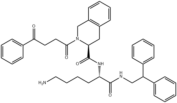 (3S)-N-[(1S)-5-Amino-1-[[(2,2-diphenylethyl)amino]carbonyl]pentyl]-2-(1,4-dioxo-4-phenylbutyl)-1,2,3,4-tetrahydro-3-isoquinolinecarboxamide 化学構造式