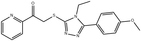 2-{[4-ethyl-5-(4-methoxyphenyl)-4H-1,2,4-triazol-3-yl]sulfanyl}-1-(2-pyridinyl)ethanone 结构式