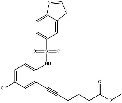 927963-07-3 甲基 6-(2-(苯并[D]噻唑-6-磺酰氨基)-5-氯苯基)己-5-炔酯