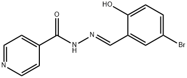 (E)-N'-(5-bromo-2-hydroxybenzylidene)isonicotinohydrazide 化学構造式
