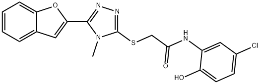 2-{[5-(1-benzofuran-2-yl)-4-methyl-4H-1,2,4-triazol-3-yl]sulfanyl}-N-(5-chloro-2-hydroxyphenyl)acetamide Structure