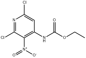 N-(2,6-Dichloro-3-nitro-4-pyridinyl) carbamic acid ethyl ester 化学構造式