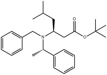 3-(S)-[Benzyl-(1-(S)-phenyl-ethyl)-amino]-5-methyl-hexanoic acid  tert-butyl ester Struktur