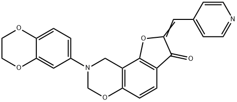 (2Z)-8-(2,3-dihydro-1,4-benzodioxin-6-yl)-2-(pyridin-4-ylmethylidene)-8,9-dihydro-7H-furo[2,3-f][1,3]benzoxazin-3(2H)-one Structure