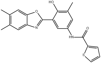 N-[3-(5,6-dimethyl-1,3-benzoxazol-2-yl)-4-hydroxy-5-methylphenyl]thiophene-2-carboxamide 结构式