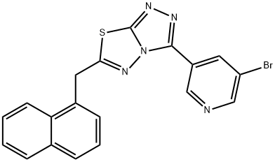 3-(5-bromo-3-pyridinyl)-6-(1-naphthylmethyl)[1,2,4]triazolo[3,4-b][1,3,4]thiadiazole Struktur