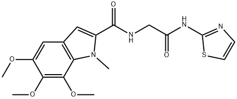 5,6,7-trimethoxy-1-methyl-N-[2-oxo-2-(1,3-thiazol-2-ylamino)ethyl]-1H-indole-2-carboxamide Struktur