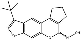 (4E)-9-tert-butyl-N-hydroxy-2,3-dihydrocyclopenta[c]furo[3,2-g]chromen-4(1H)-imine Struktur