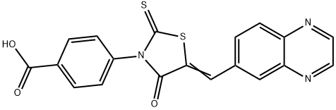 4-[(5E)-4-oxo-5-(quinoxalin-6-ylmethylidene)-2-thioxo-1,3-thiazolidin-3-yl]benzoic acid,951995-14-5,结构式