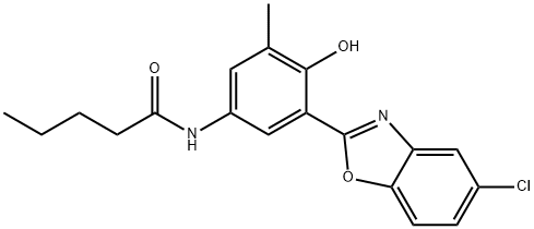 N-[3-(5-chloro-1,3-benzoxazol-2-yl)-4-hydroxy-5-methylphenyl]pentanamide 化学構造式