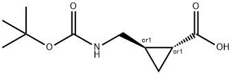 TRANS-シクロプロパンカルボン酸, 2-[[[(1,1-ジメチルエトキシ)カルボニル]アミノ]メチル]- 化学構造式