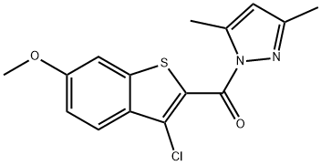 (3-chloro-6-methoxy-1-benzothiophen-2-yl)(3,5-dimethyl-1H-pyrazol-1-yl)methanone Struktur