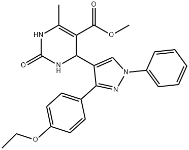 methyl 4-[3-(4-ethoxyphenyl)-1-phenyl-1H-pyrazol-4-yl]-6-methyl-2-oxo-1,2,3,4-tetrahydropyrimidine-5-carboxylate,955873-17-3,结构式