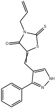 (5Z)-5-[(3-phenyl-1H-pyrazol-4-yl)methylidene]-3-(prop-2-en-1-yl)-2-thioxo-1,3-thiazolidin-4-one,955899-23-7,结构式