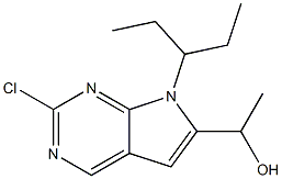 1-(2-Chloro-7-(pentan-3-yl)-7H-pyrrolo[2,3-d]pyrimidin-6-yl)ethanol 化学構造式
