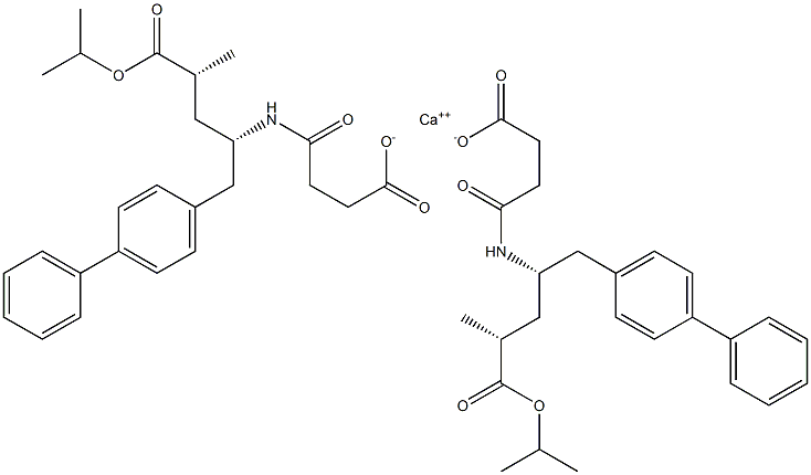 Calcium bis[4-{[(1S,3R)-1-([1,1'-biphenyl]-4-ylmethyl)-3-methyl-4-oxo-4-(propan-2-yloxyl)butyl]amino}-4-oxobutanoate] Structure