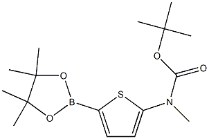 tert-butyl (5-(4,4,5,5-tetramethyl-1,3,2-dioxaborolan-2-yl)thiophen-2-yl)methylcarbamate Struktur