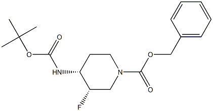 (3S,4R)-benzyl 4-(tert-butoxycarbonylamino)-3-fluoropiperidine-1-carboxylate,,结构式