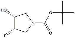 (3S,4R)-tert-butyl 3-fluoro-4-hydroxypyrrolidine-1-carboxylate,,结构式