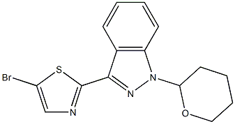 5-bromo-2-(1-(tetrahydro-2H-pyran-2-yl)-1H-indazol-3-yl)thiazole Struktur