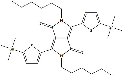 2,5-Dihexyl-3,6-bis(5-(trimethylstannyl)thiophen-2-yl)pyrrolo[3,4-c]pyrrole-1,4(2H,5H)-dione Structure