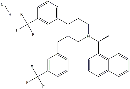 (R)-N-(1-(naphthalen-1-yl)ethyl)-3-(3-(trifluoromethyl)phenyl) -N-(3-(3-(trifluoromethyl)phenyl)propyl)propan-1-amine hydrochloride Struktur