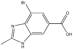 7-Bromo-2-methyl-3H-benzoimidazole-5-carboxylic acid,,结构式