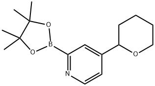 4-(tetrahydro-2H-pyran-2-yl)-2-(4,4,5,5-tetramethyl-1,3,2-dioxaborolan-2-yl)pyridine 结构式