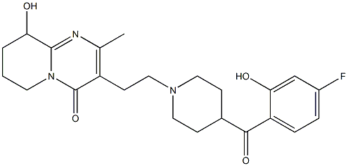 3-(2-(4-(4-fluoro-2-hydroxybenzoyl)piperidin-1-yl)ethyl)-9-hydroxy-2-methyl-6,7,8,9-tetrahydro-4H-pyrido[1,2-a]pyrimidin-4-one, , 结构式