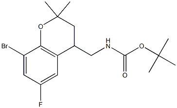 TERT-BUTYL ((8-BROMO-6-FLUORO-2,2-DIMETHYLCHROMAN-4-YL)METHYL)CARBAMATE Structure