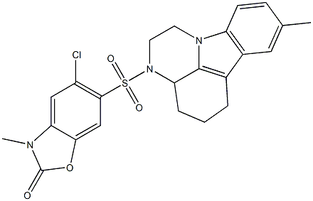 5-chloro-3-methyl-6-((8-methyl-3a,4,5,6-tetrahydro-1H-pyrazino[3,2,1-jk]carbazol-3(2H)-yl)sulfonyl)benzo[d]oxazol-2(3H)-one|