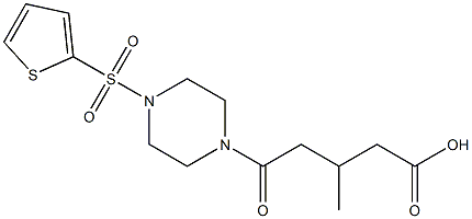 3-methyl-5-oxo-5-(4-(thiophen-2-ylsulfonyl)piperazin-1-yl)pentanoic acid 化学構造式