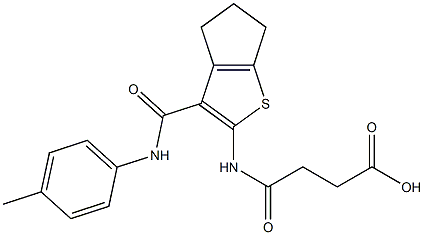 4-oxo-4-((3-(p-tolylcarbamoyl)-5,6-dihydro-4H-cyclopenta[b]thiophen-2-yl)amino)butanoic acid Structure