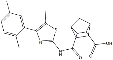 3-((4-(2,5-dimethylphenyl)-5-methylthiazol-2-yl)carbamoyl)bicyclo[2.2.1]heptane-2-carboxylic acid