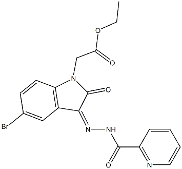 (Z)-ethyl 2-(5-bromo-2-oxo-3-(2-picolinoylhydrazono)indolin-1-yl)acetate Structure