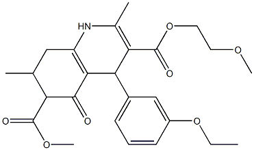 3-(2-methoxyethyl) 6-methyl 4-(3-ethoxyphenyl)-2,7-dimethyl-5-oxo-1,4,5,6,7,8-hexahydroquinoline-3,6-dicarboxylate Structure