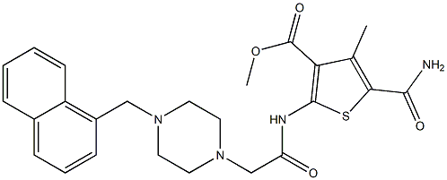 methyl 5-carbamoyl-4-methyl-2-(2-(4-(naphthalen-1-ylmethyl)piperazin-1-yl)acetamido)thiophene-3-carboxylate Structure