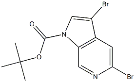 3,5-Dibromo-pyrrolo[2,3-c]pyridine-1-carboxylic acid tert-butyl ester,,结构式