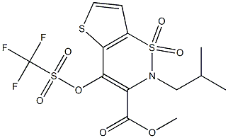 methyl 1,1-dioxy-2-isobutyl-4-(trifluoromethylsulfonyloxy)-2H-thieno[2,3-e][1,2]thiazine-3-carboxylate 结构式