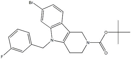 tert-butyl 7-bromo-5-(3-fluorobenzyl)-3,4-dihydro-1H-pyrido[4,3-b]indole-2(5H)-carboxylate Structure