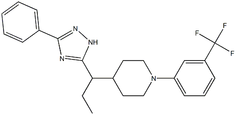 4-[1-(5-Phenyl-2H-[1,2,4]triazol-3-yl)-propyl]-1-(3-trifluoromethyl-phenyl)-piperidine 化学構造式