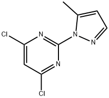 4,6-dichloro-2-(5-methyl-1H-pyrazol-1-yl)pyrimidine 化学構造式
